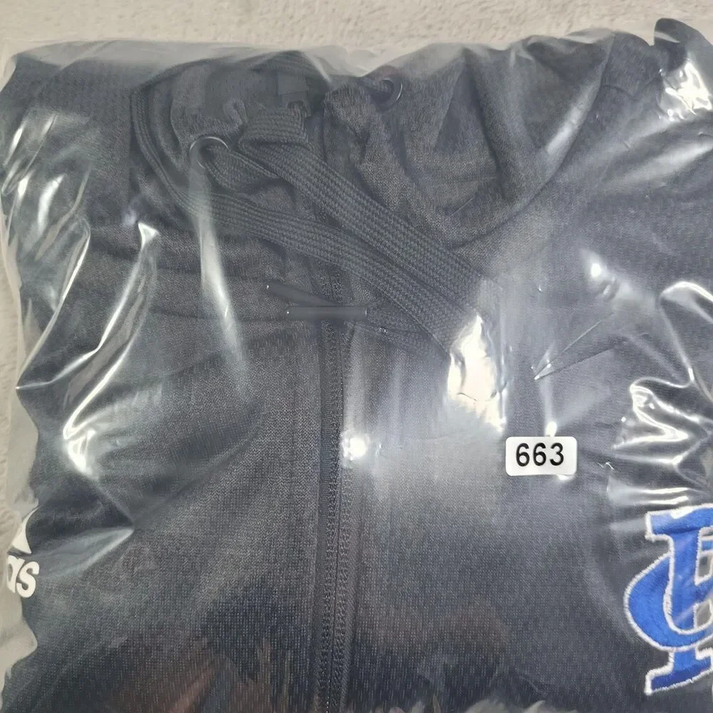 Adidas Hoodie Mens Large Black ClimaWarm Full Zip Logo Thermal Athletic